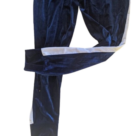 --- Blue and White Stretch Velour Jumpsuit Fist Size Small - Picture 4 of 6